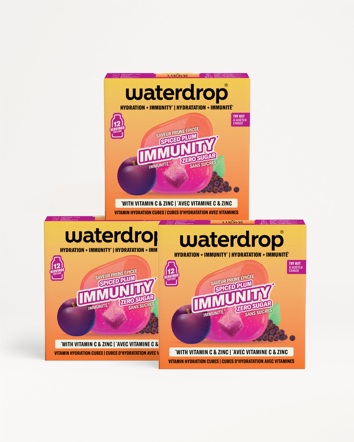 Три кутии Waterdrop поставени во триаголна форма.